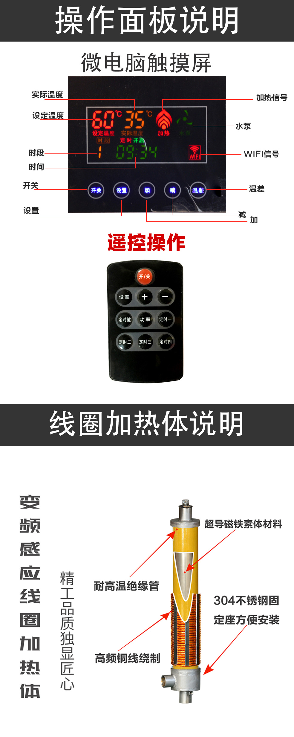 10~15KW電磁感應(yīng)采暖爐操作面板說(shuō)明